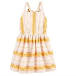 Carters Pink & Yellow Striped Linen Dress